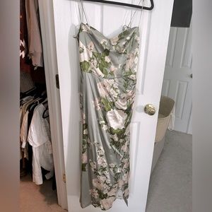 Reformation Marguerite Silk Dress in Tarragon